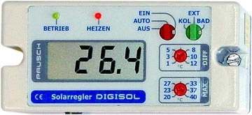 Temperatur - Differenzregler DIGISOL -  E1/D Solarregler bis 90°C mit 2  Fühlern